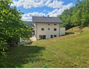 a house on the side of a hill with a yard at Apartman Sunce in Jerkovići +14 photos