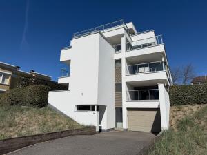 a white house on a hill with a driveway at Camelia 0202 - With Swimming Pool in Koksijde