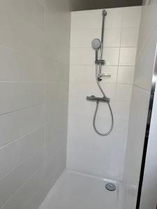 a shower with a shower head in a bathroom at Maison Colonel Teyssier in Albi +5 photos