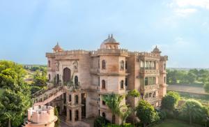 an aerial view of a castle at Bijainagar Fort in Jāmb
