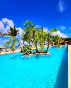 a large pool with palm trees on a beach at Coral Cove Oasis in Discovery Bay