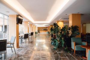 a hallway with chairs and plants in a building at BLUESEA Salina Ex MD Atlantic in Es Cana