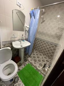 a bathroom with a toilet and a sink and a shower at Ichan Kala Silk Road Guest House in Khiva +18 photos