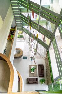 an overhead view of the lobby of a building at Hotel La Estancia in Cabudare