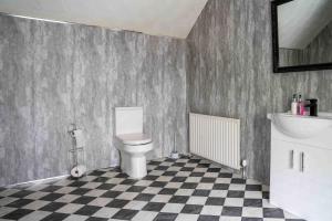 a bathroom with a toilet and a sink at Harbour Heights B&B in Portrush