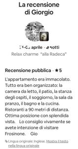 a screenshot of a text message about an engagement ring at Relaxing charm alla Radeca in Frosinone