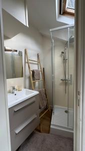 a bathroom with a sink and a shower at Le 120 Amiens in Amiens +36 photos