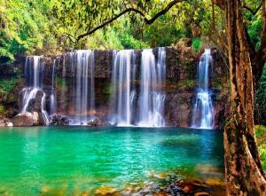 a waterfall in a forest with a pool of water at Island Adventure Rooftop Camper fully equipped 4Runner in Anahola