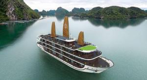 a cruise ship in a large body of water at ocean dragon in Ha Long