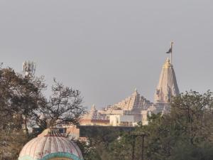 a view of a city with temples and buildings at Prem Saroj homestay in Ayodhya