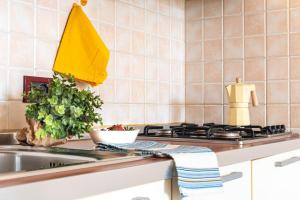 a kitchen counter with a sink and a stove at Mamì Altanea Village in Duna Verde