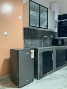 a kitchen with a sink and a counter with a dishwasher at La MAISON SEONE SILVER in Abidjan
