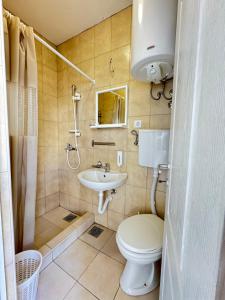 a bathroom with a toilet and a sink at Apartmani Vista Čanj in Čanj +24 photos