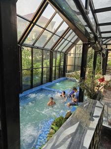 a group of people in a swimming pool in a house at Lexe Palace Tam Dao in Tam Ðảo +13 photos