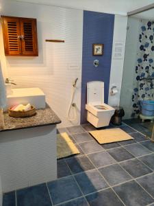 a bathroom with a toilet and a sink at Gitanjali Homestay in Mysore