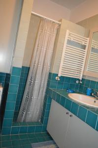 a bathroom with a shower and a sink at Borgo nel Centro in Ronciglione