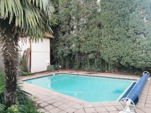 a swimming pool with a palm tree next to it at The Boho Suite in Benoni