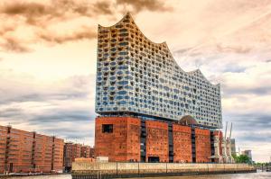 a tall building on top of a brick building at fewo-brigitte in Buxtehude