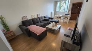 a living room with a couch and a table at Appartement proche Lille in Mons-en-Baroeul