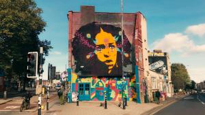 a building with a painting on the side of it at The Nest in Bristol