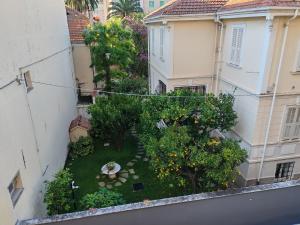 an overhead view of a courtyard with trees and oranges at SunshineSuite in Alassio