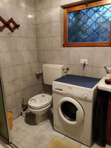 a bathroom with a washing machine and a toilet at The Golden Eagle - Champdepraz in Champdepraz +18 photos