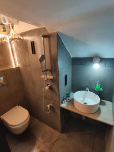 a bathroom with a sink and a toilet at Sunleaf Palace in Pune +31 photos