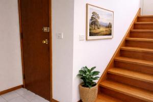 a staircase with a painting and a plant next to it at Kennington Units Family in Kennington +23 photos