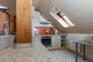 a kitchen with a sink and a bath tub at Ferienwohnung Goldhorn in Rödental