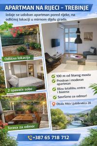 a collage of four pictures of a house at River & Garden Apartment in Trebinje +1 photo