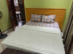 ein Bett mit zwei Kissen darauf in einem Zimmer in der Unterkunft Eliteclassy in Iju