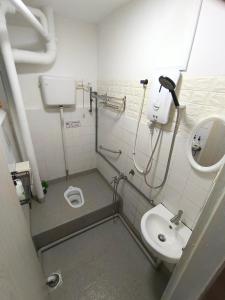 a small bathroom with a toilet and a sink at Kluang Countryside Scenery NO LIFT SECOND FLOOR#NETFLIX#RETRO GAME in Kluang +18 photos