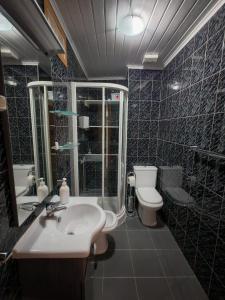 a bathroom with a sink and a toilet at Malhadinhas House in Vila Nova de Paiva