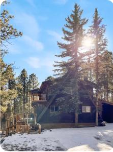 a house with a tree in front of it at Elevation Station Surrounded by Wildlife in Angel Fire