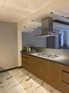 a kitchen with a stove and a counter top at black tiger villa in ‘Ezbet `Abd el-Ḥamîd
