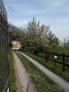 a dirt road next to a fence with trees at Cascina Buren in Brescia +10 photos