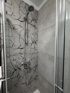 a shower in a bathroom with a wall at Cascina Buren in Brescia