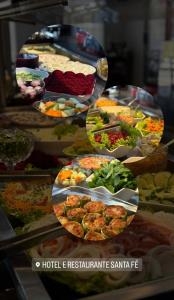 a buffet of different types of food on display at Hotel e Restaurante Santa Fé in Lages