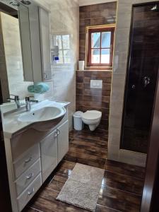 a bathroom with a sink and a toilet at Pansion Breza in Plitvička Jezera +121 photos