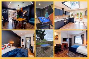a collage of photos of a house at London Heathrow Airport 6 Bedrooms 6 Bathrooms spacious Home Sleeps 10 in West Drayton