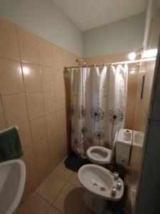 a small bathroom with a toilet and a sink at Jujuy 555 Nqn in Neuquén +1 photo