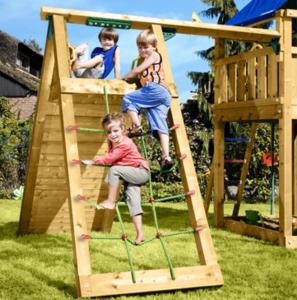 a group of children on a wooden play structure at VILA LISJAK - Apartments in Podčetrtek
