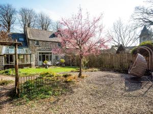 a yard with a tree and a swing and a house at The Old Coach House in Alnwick +7 photos