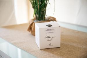 a white box sitting on a table with a plant at Central Terrace, Pula in Pula