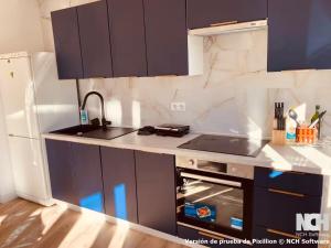 a kitchen with a sink and a stove top oven at Fuentes 8 in Soria