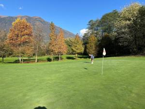 a person playing golf on a lush green field at Tintin in Montagne in Postalesio +16 photos