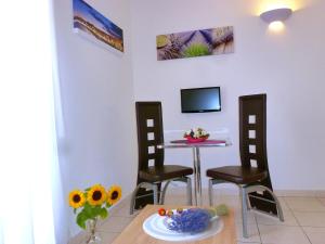 Uma TV ou centro de entretenimento em Studios Nice French Riviera