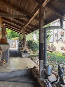 an outside view of a house with a stove at Villa Climate Guest House in Varna City