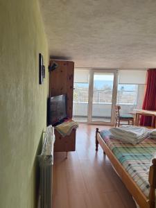 a bedroom with a bed and a tv in a room at Villa Climate Guest House in Varna City