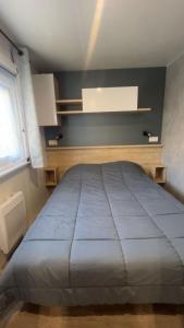a bedroom with a large bed in a room at Chez Gill & Clo in Saint-Julien-en-Born